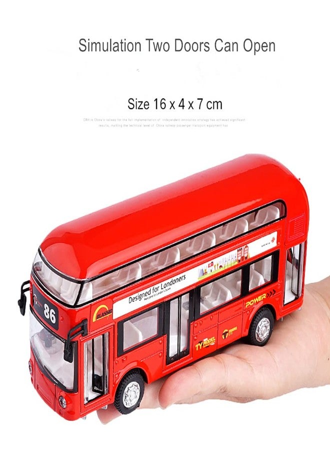 UKAXA Diecast Metal Bus Model Double Decker Bus London Toy Buses for Kids Pull Back Openable Doors with Light Sound - Image 3
